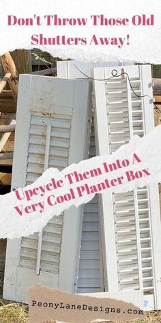 Do you have old shutters lying around and looking for shutter planter ideas? Check out this easy Repurposed Shutter Planter Boxes DIY for front porch. Old Window Shutters Repurposed, Tall Shutters Repurposed, Shutter Plant Stand, Crafts With Shutters, Old Shutter Ideas, Old Wooden Shutters, Shutter Crafts, Planter Boxes Diy, Shutters Repurposed Decor