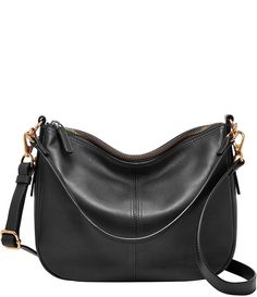 Fossil Jolie Zip Top Key Leather Crossbody Shoulder Bag | Dillard's Classic Faux Leather Shoulder Bag With Zipper, Classic Faux Leather Bag With Zipper Closure, Zipper Closure Crossbody Hobo Bag For Work, Leather Bags With Zipper Closure For Work, Black Hobo Bag With Zipper For Work, Leather Shoulder Bag With Zipper For Work, Leather Bags With Zipper Pocket For Work, Leather Work Bag With Zipper Pocket, Workwear Crossbody Satchel With Zipper Closure