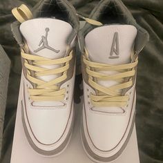 Nike Jordan 3 Ama Sz 9 Us M Ds New Never Worn Box And Plastic Covering Included Fast Shipping Within 2 Business Days Of Purchase White Leather Basketball Shoes, White Leather Jordan Shoes With Laces, White Leather Lace-up Jordan Shoes, White Leather Skate Shoes With Laces, Nike Custom White Sneakers With Contrast Sole, Nike White Custom Sneakers With Contrast Sole, Nike Custom White Sneakers With Branded Insole, White Lace-up Jordan Shoes, Custom Leather Low-top Sneakers With White Laces