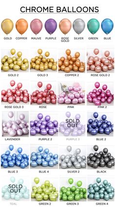 the color chart for chrome balloons