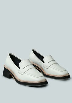 MOORE Lead lady Loafers in White Formal Shoe, Leather Formal Shoes, Working Women, Be The Boss, Working Woman, Mens Jewelry Bracelet, Heeled Loafers, Perfect Shoes, The Boss