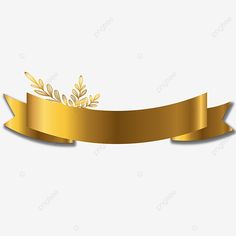 a golden ribbon with leaves on it and a blank space for the text in the middle