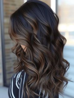 33 Stunning Hair Color Ideas for Spring 2024 Black With Balayage, Fall Dark Hair Color With Highlights, Medium Brown Highlights On Dark Hair, Dark Hair With Peekaboo Highlights, Dark Dimensional Hair Brunettes, Dark Hair Extensions, French Braid Your Own Hair, New Hair Color Ideas, Mommy Hair