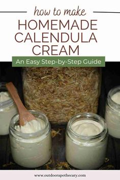 three jars filled with homemade calendula cream