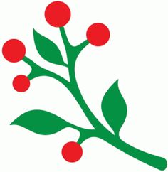 a branch with red berries and green leaves is shown in the center of this logo