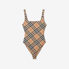 Check Swimsuit in Sand - Women, Nylon | Burberry® Official Personalized Scarves, Baby Changing Bags, Lightweight Scarf, Shoe Gifts, Boot Pumps, Vacation Style, Small Crossbody Bag, Wool Scarf, Sweatshirt Dress