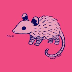 a drawing of a rat on a pink background