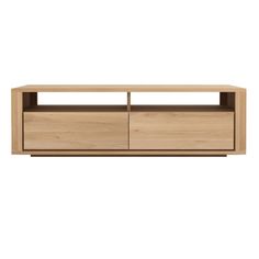 the sideboard is made out of wood and has two doors on one side, with drawers