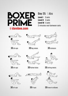 a poster with instructions for how to do the boxer prime workout in 10 minutes