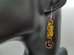 Ear Wrap Earrings, Chainmaille Jewelry, Aluminum Earrings, Brown Earrings, Chain Maille Jewelry, Jewelry Aesthetic, Wrap Earrings, Handmade Gold, Jewelry Ideas