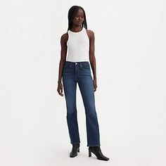 315 Shaping Bootcut Women's Jeans - Dark Wash | Levi's® US Levi's Stretch High Rise Jeans, Levi's High Waist Stretch Jeans, Levi's Stretch Mid-rise Jeans, Fitted Levi's Jeans With Standard Cut Leg, Levi's Fitted Denim Flare Jeans, Bootcut Jeans, Stretch Denim, Women's Jeans, Levi's