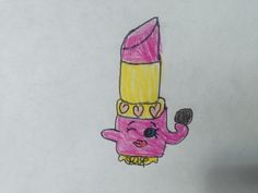 a drawing of a pink and yellow lipstick