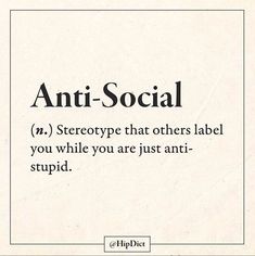 an anti - social definition is shown in black and white with the words'anti - social'on it