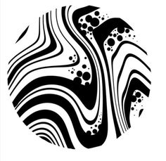 an abstract black and white design with bubbles in the shape of a ball on a white background