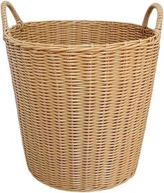 a large wicker basket with handles