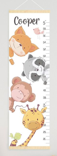 a growth chart with animals on it and the words coper written in black ink