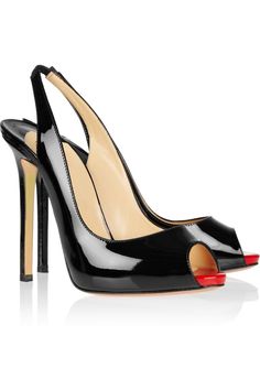 Padded insole for all-day comfortThe looming peep toe, revealing two or three toes , shows sexy and shyness of lady.Black shoes is versatile enough to pair with anything. Shoes Wishlist, Heels Office, Pencil Heels, Christian Louboutin Sandals, Mode Shoes, Black Stiletto Heels, Jimmy Choo Heels, Office Shoes, Slingbacks