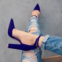 Faux Suede Pointed-Toe Ankle Strap Chunky Heels High Heels Outfit, High Heels Classy, Ankle Strap Chunky Heels, High Heel Dress, Prom Heels, Heels Classy, Wrap Heels, Linen Color, Platform High Heels