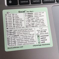 a keyboard with some type of sticker on it's back side and the words excel written in different languages