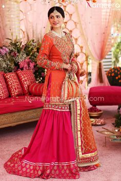 Pink Gharara, Gharara Pakistani, Silk Gharara, Bridal Gharara, Raw Silk Fabric, Pakistani Bridal Dresses, Net Dupatta, Lehenga Designs, Silk Dupatta