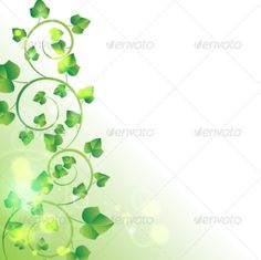 an abstract green background with leaves and swirls