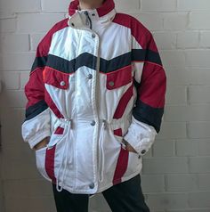 Vintage Rodeo Ski Wear | Multi color Ski Jacket | Rodeo Snowboarding Suit | Vintage Ski Suit | Winter Skiing Jacket | Unisex Ski Jacket Vintage great condition Rodeo ski wear, skiing jacket, fits for both genders. Rare, colorful, never seen anywhere, it looks crazy festive and so hot, that this winter season you must to have it. Very comfortable, stylish. Tag: Rodeo GREAT used condition : 10/10 Please enlarge the photos to get clear image. Measurement taken while laying flat. Shoulders: 50cm //1 White Windproof Outerwear For Snowboarding, Sporty Outerwear For Ski Season, Sporty Nylon Windbreaker For Ski Season, Sporty Nylon Windbreaker For Skiing, Sporty Nylon Outerwear For Snowboarding, White Urban Outerwear For Winter Sports, White Long Sleeve Outerwear For Snowboarding, White Nylon Skiing Outerwear, Ski Season Sports Outerwear With Pockets