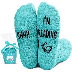 PRICES MAY VARY. THE PERFECT GIFT FOR BOOK LOVERS: Our green, book-themed fuzzy socks are not just cozy, they're also fun! The bottom features a playful secret message, "SHHH... I'M READING," humorously inscribed in non-slip ink. These nerd socks are the perfect gift for your bookish friends. SIZE & MATERIAL: These fuzzy, book-lover socks are made of plush coral fleece, providing ultimate comfort and warmth. Our premium socks are meticulously crafted to accommodate shoe sizes 6-10, ensuring a pe Mom Presents, Reading Socks, Cupcake Packaging, Book Cupcakes, Stocking Stuffers For Teens, Book Lover Gifts, Green Book, Reading Humor, Holiday Socks