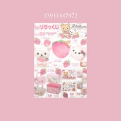 a pink poster with hello kitty stickers on it