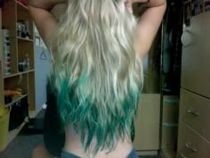 dip-dye,,, hmmmm. Blue Ombre Hair, Turquoise Hair, Ombre Hair Color, Pastel Hair