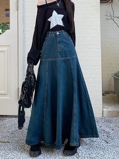 [xlmodel]-[photo]-[0000] Long High Waist Versatile Fishtail Denim Skirt WomanLong High Waist Versatile Fishtail Denim Skirt Woman [23y 7m 24d] Trendy Flared Skirt With Pockets, Spring Full-length Baggy Skirt, Baggy Full-length Skirt For Spring, Trendy Full Length Skirt For Spring, Trendy Full-length Skirt For Fall, Trendy Full Length Skirt For Fall, Trendy Long Skirt For Winter, Trendy Full-length Maxi Skirt With Pockets, Baggy Skirt For Fall