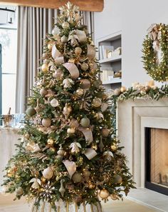 a decorated christmas tree in a living room