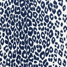 a blue and white animal print fabric