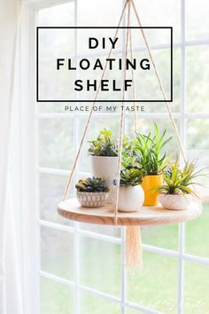 the diy floating shelf is perfect for hanging plants