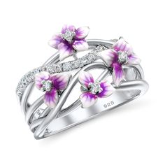 Stackable Purple Flower Ring 925 Sterling Zircon for Women Jewelry Brand Name: Genuine-GemstoneItem Weight: 1.1gMetals Type: SilverMetal Stamp: 925,SterlingGender: WomenMain Stone: ZirconSetting Type: Prong SettingShape\pattern: PLANTStyle: Office/careerRings Type: Wedding BandsOccasion: Party / Office / Valentine's Day Gift / Shopping / DatingWeight: About 2.5gColor: sliver,white, Purple Plant Rings, Ring Settings Types, Party Rings, Violet Flower, Wedding Band Sets, Zircon Ring, Womens Wedding Bands, Classic Ring, Flower Ring