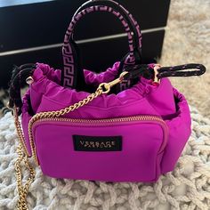 Versace Perfume Make Up Bag And Crossover Belt Added, Front, Side And Back Pockets. Never Worn Versace Purse And Shoe Set, Versace Bags Women, Versace Mini Bag, Pink Versace Bag, Versace Small Backpack, Versace Perfume, Perfume Making, Versace Bags, All Brands