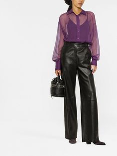 Find ERMANNO SCERVINO Sheer Silk Blouse on Editorialist. dark purple silk sheer classic collar front button placket buttoned cuffs Ermanno Scervino, Purple Silk, Dark Purple, Button Placket, Silk Blouse, Silk, Collar, Purple