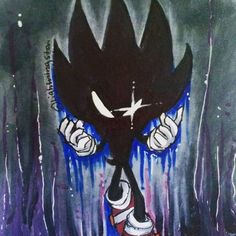 a drawing of a black sonic the hedgehog