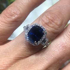 Sapphire Engagement Ring 4.20tw Diamond/sapphire Halo Wedding | Etsy Expensive Jewellery, Sapphire Anniversary Ring, Big Diamond Engagement Rings, Big Engagement Rings, Halo Wedding Ring, Diamond Sapphire Engagement Ring, Traditional Engagement Rings, Elegant Engagement Rings, Falls Church