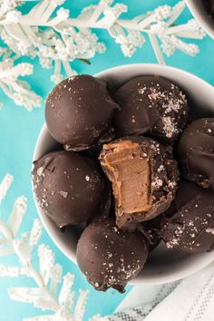 chocolate covered candies in a bowl with sprinkles