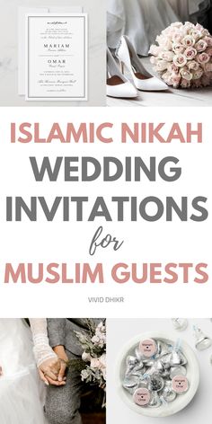 an image of a wedding party with the text islamic nikah wedding invitations for muslim guests