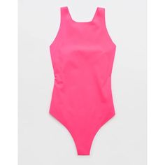 a pink one piece swimsuit on a white background