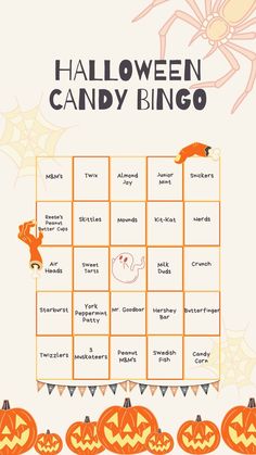 a halloween candy game with pumpkins and jack - o'- lanterns on it