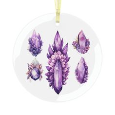 Watercolour Amethyst Crystals Printed on a Glass Ornament - Etsy UK Watercolor Illustration