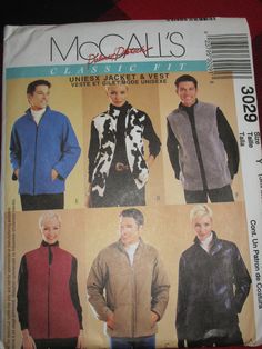 an image of men's jackets and vests sewing pattern on the cover of a magazine