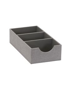 a gray drawer with three compartments in it