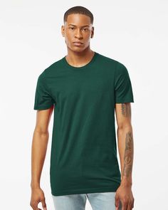 Combed Cotton T-Shirt - FOREST - 2XL | Tultex Combed Cotton T-Shirt in Forest Green Size 2XL Green Crew Neck Shirt, Cheap Stretch Green T-shirt, Nature-inspired Green Cotton T-shirt, Green Urban Cotton T-shirt, Green Stretch Cotton T-shirt, Green Relaxed Fit Cotton T-shirt, Green Tshirt, Combed Cotton, Forest Green