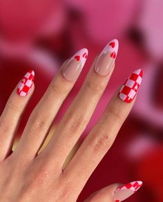 My Retro Valentine – Heart Checkered Pattern Nails Juicy cherry red and sweetheart pink, in this staple design for the Season of Love! Choose your preferred nail shape and length! Designed by Keara (@thenailvibes) Order Details Made to order by hand. 7-28 day lead time. Lead times can vary due to seasonal traffic and shipping delays.In a rush / need by a targeted date? Please let us know and we can accommodate for a fee. New clients will receive Kitsch Nails, Pattern Nails, Uñas Ideas, Nail Short, Checkered Nails, Mani Ideas, Retro Nails, Valentine Nail Art, Season Of Love