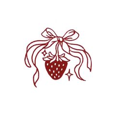 a drawing of a strawberry with a bow on it