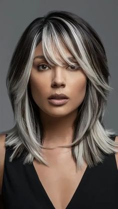 Beauty and Makeup: #beauty, #makeup, #skincare, #haircare Grey Hair And Glasses, Blonde Instagram, Undercut Hair, Medium Hair Styles For Women, Chic Short Hair, Beauty Hairstyles, Blending Gray Hair, Gray Hair Highlights, Long Gray Hair