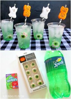 halloween drinks with sprite candy and jack - o'- lanterns